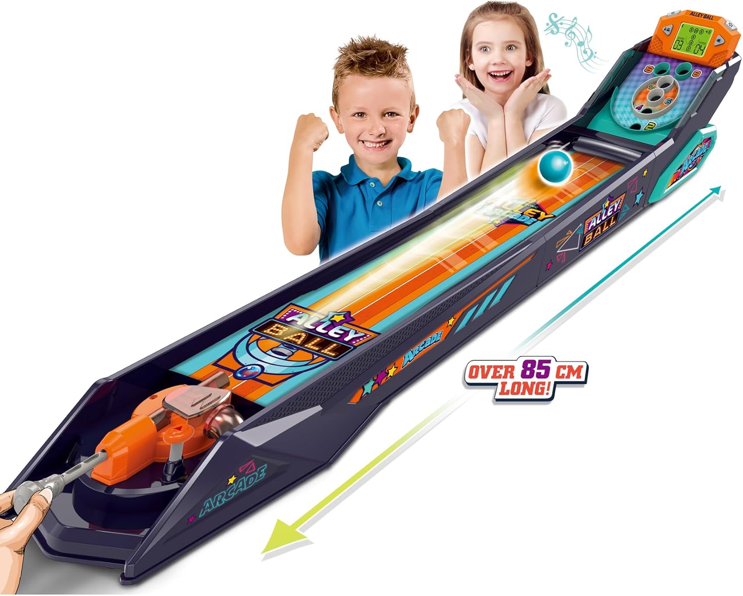 Alley Ball Game — Electronic Roll & Score Tabletop Arcade, Auto Scoring with Lights & Sound, Pull-Handle Launcher — 1-2 Players, Mini Arcade Game for Kids OleocaToys