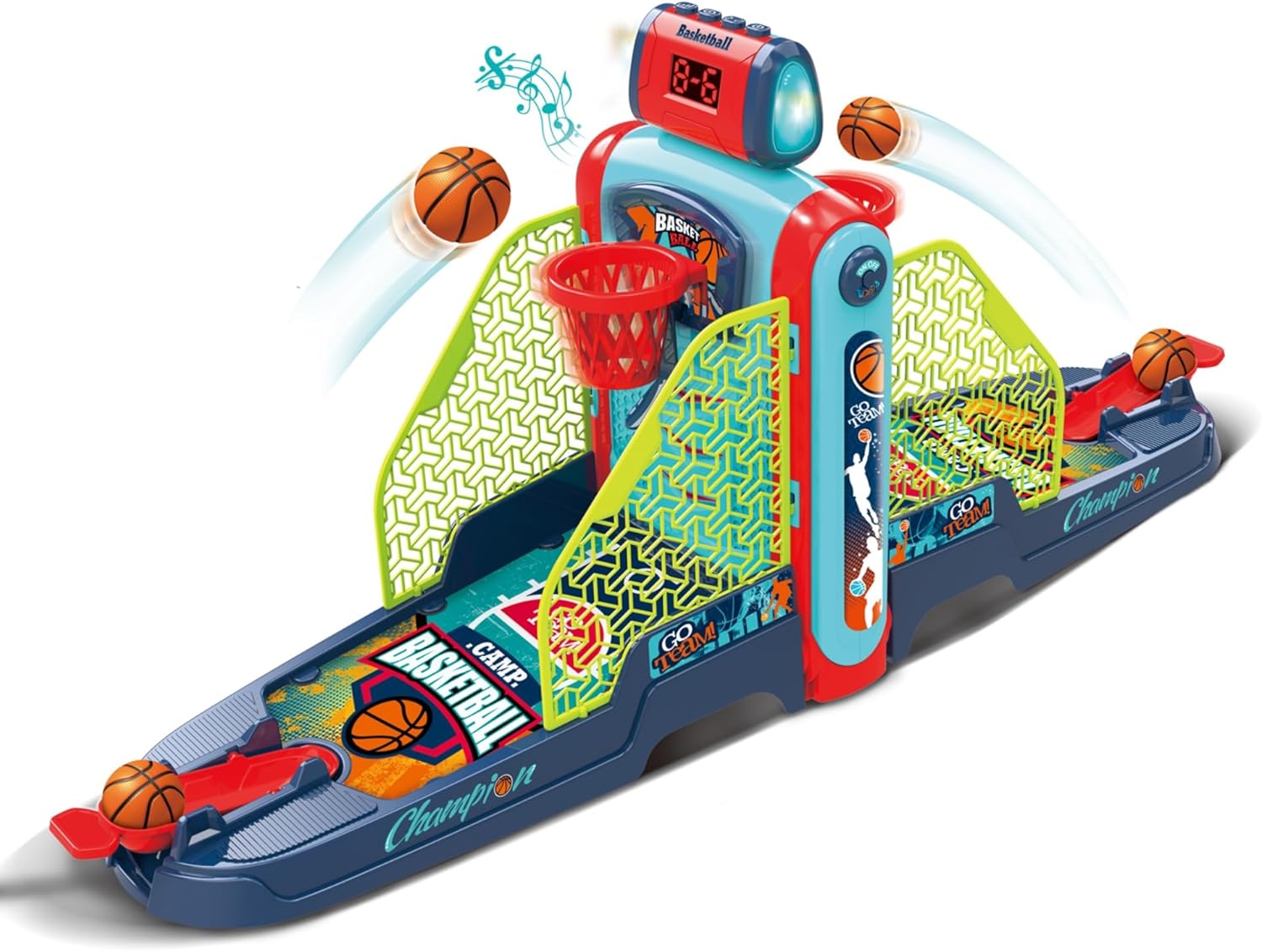 Tabletop Basketball Game — 2-Player Mini Basketball Game with Electronic Scoring & Timer, Two-Hoop Design for Desk Play, Moving Hoop Challenge for Kids OleocaToys