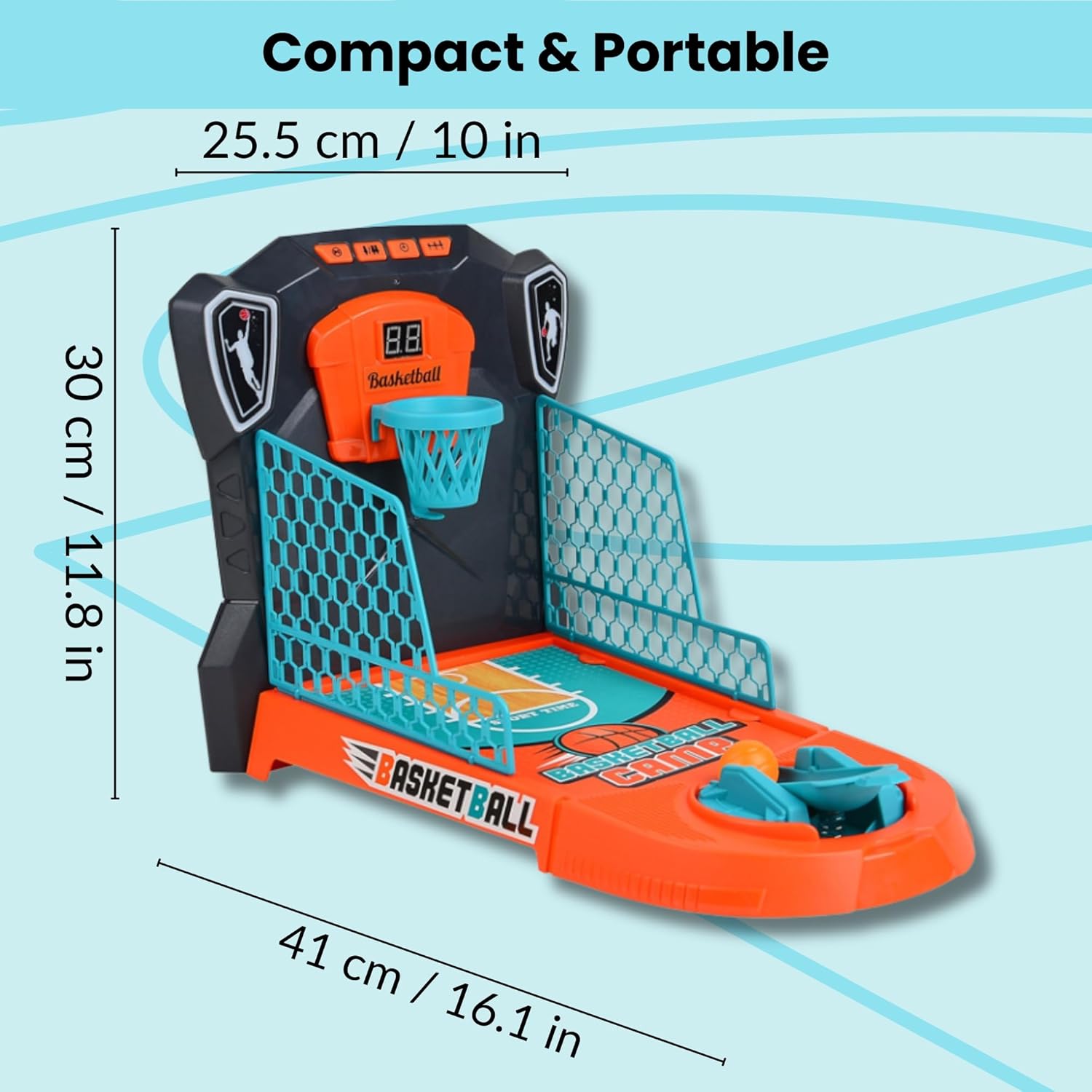 Tabletop Basketball Game – Mini Basketball Arcade for Kids, Fun Indoor Desk Games with Electronic Scoring, Basketball Toy for Boys & Girls, Skill-Building Game for Ages 3+ OleocaToys