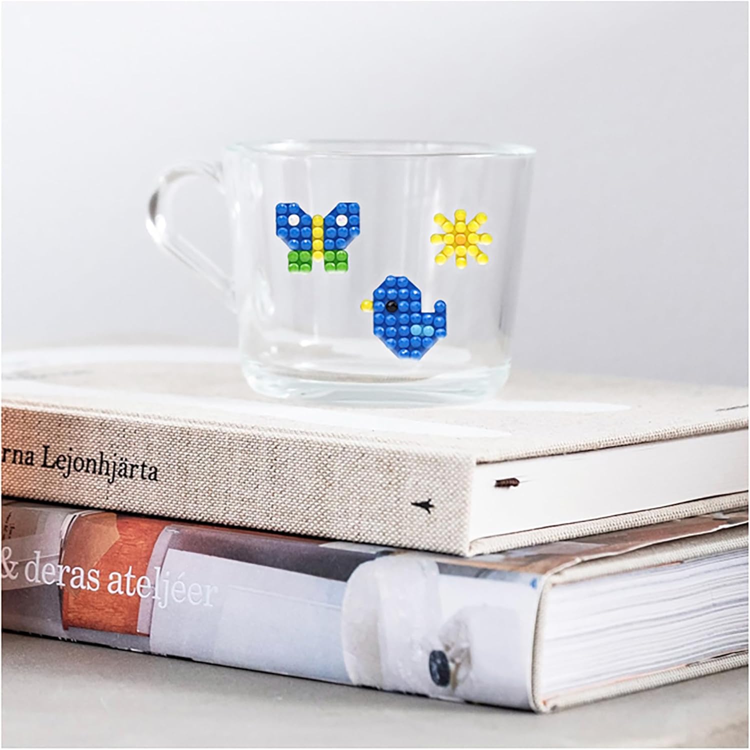 AMOS Gem Mosaic Jewelry Making Kit — 5 Rings & 3 Bracelets, Sticker Sheets, Gemstone Beads, Mosaic Pen & Tray — Diamond Art for Kids OleocaToys