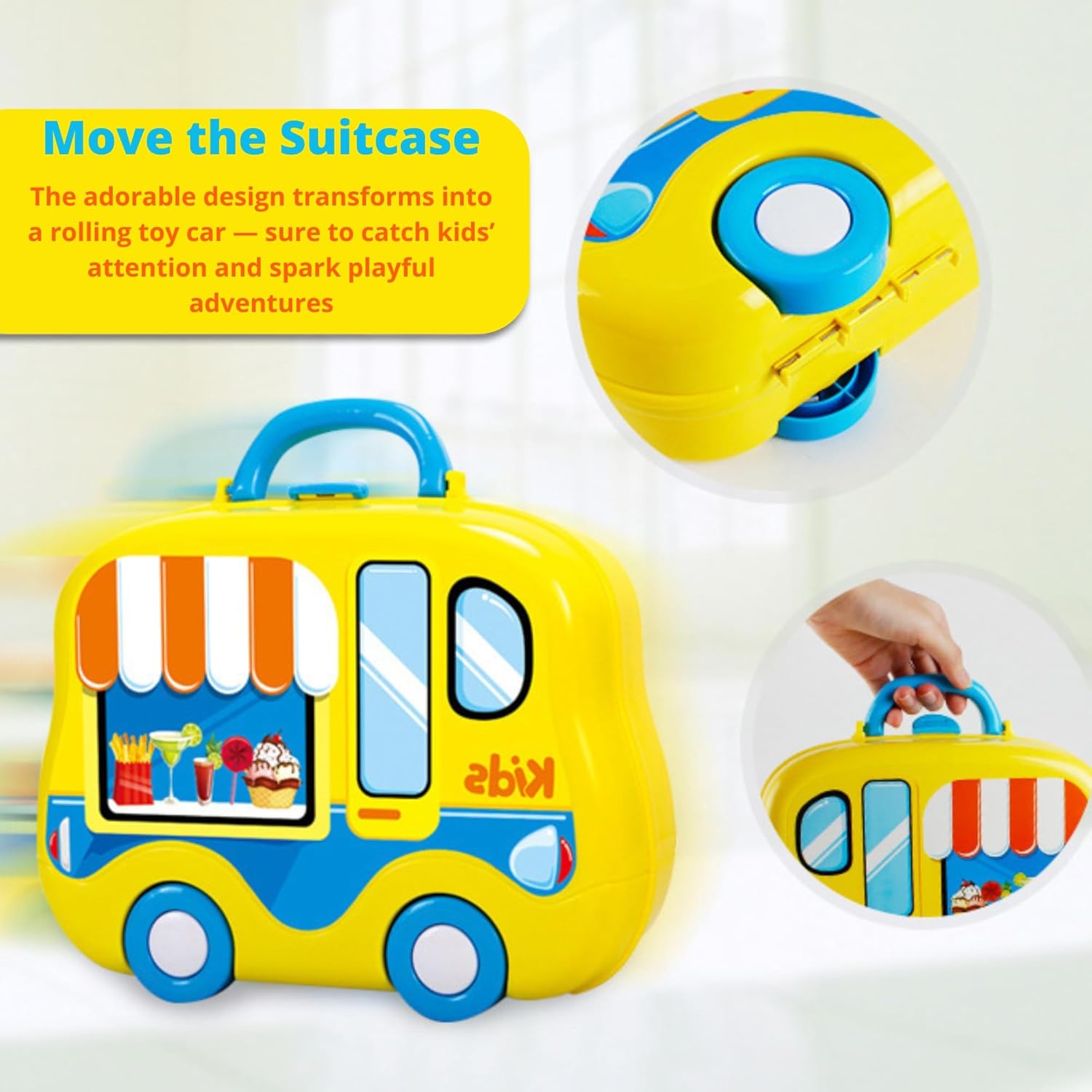 Toddler Kitchen Playset — 25 Piece Portable Pretend Kitchen Set with Toy Food, Utensils, Pots & Cups, Easy Storage Cooking Gift for Girls & Boys Ages 3+ OleocaToys