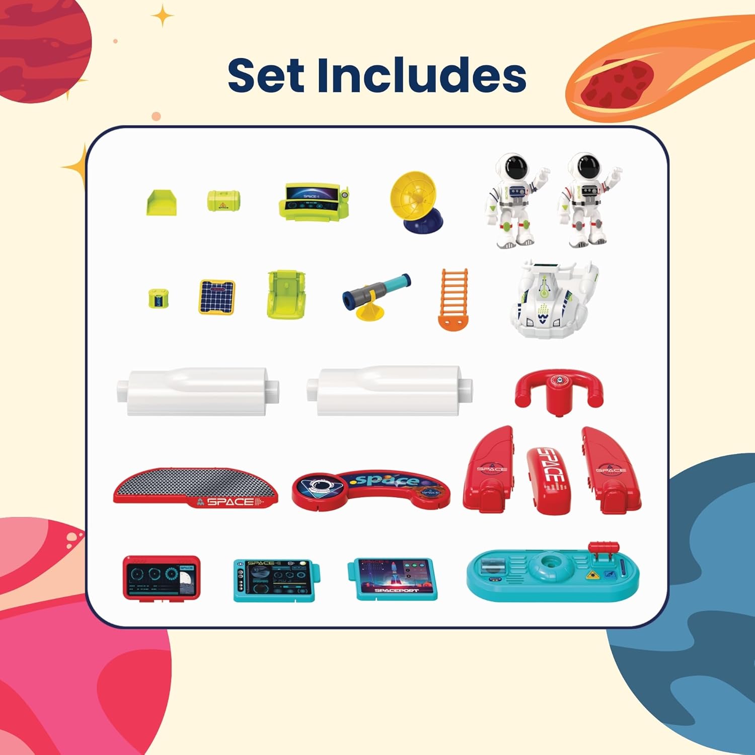 Space Toys for Kids – 2 in 1 Transforming Space Shuttle & Mission Control Playset with Astronaut, Lights & Sounds Effects, Interactive Space Station – Ages 3+ OleocaToys