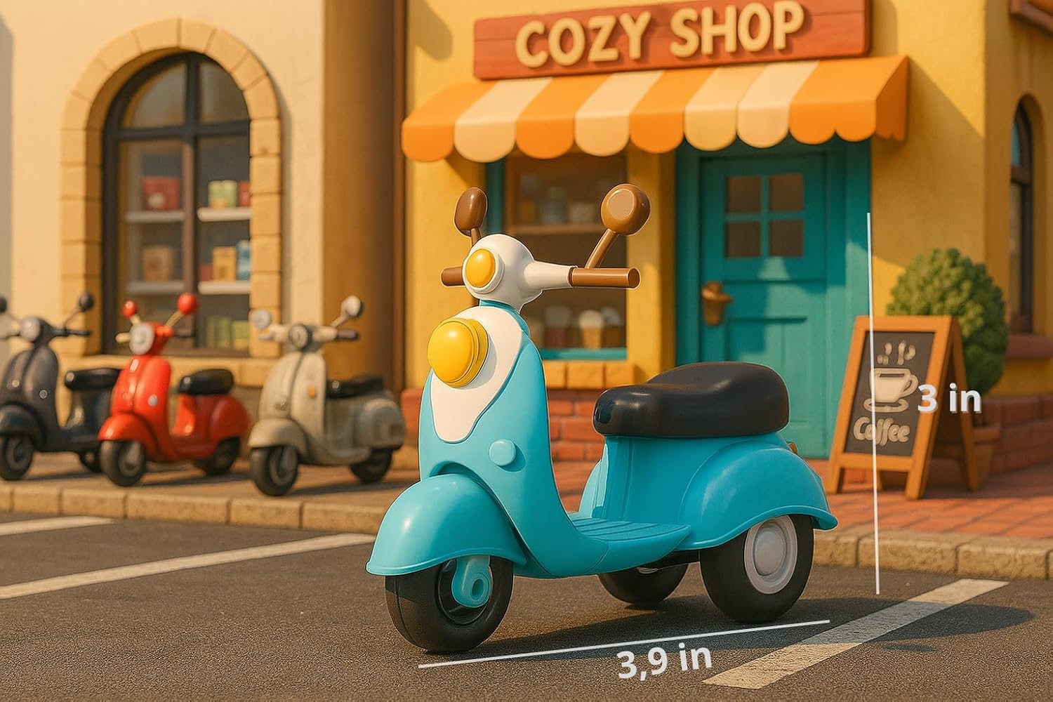 Family Scooter Toy — Mini Scooter with Rolling Wheels, Compatible with Dollhouse Figures, Pretend Play Toy Vehicle for Mini World Play, Gift for Kids Ages 3+ OleocaToys