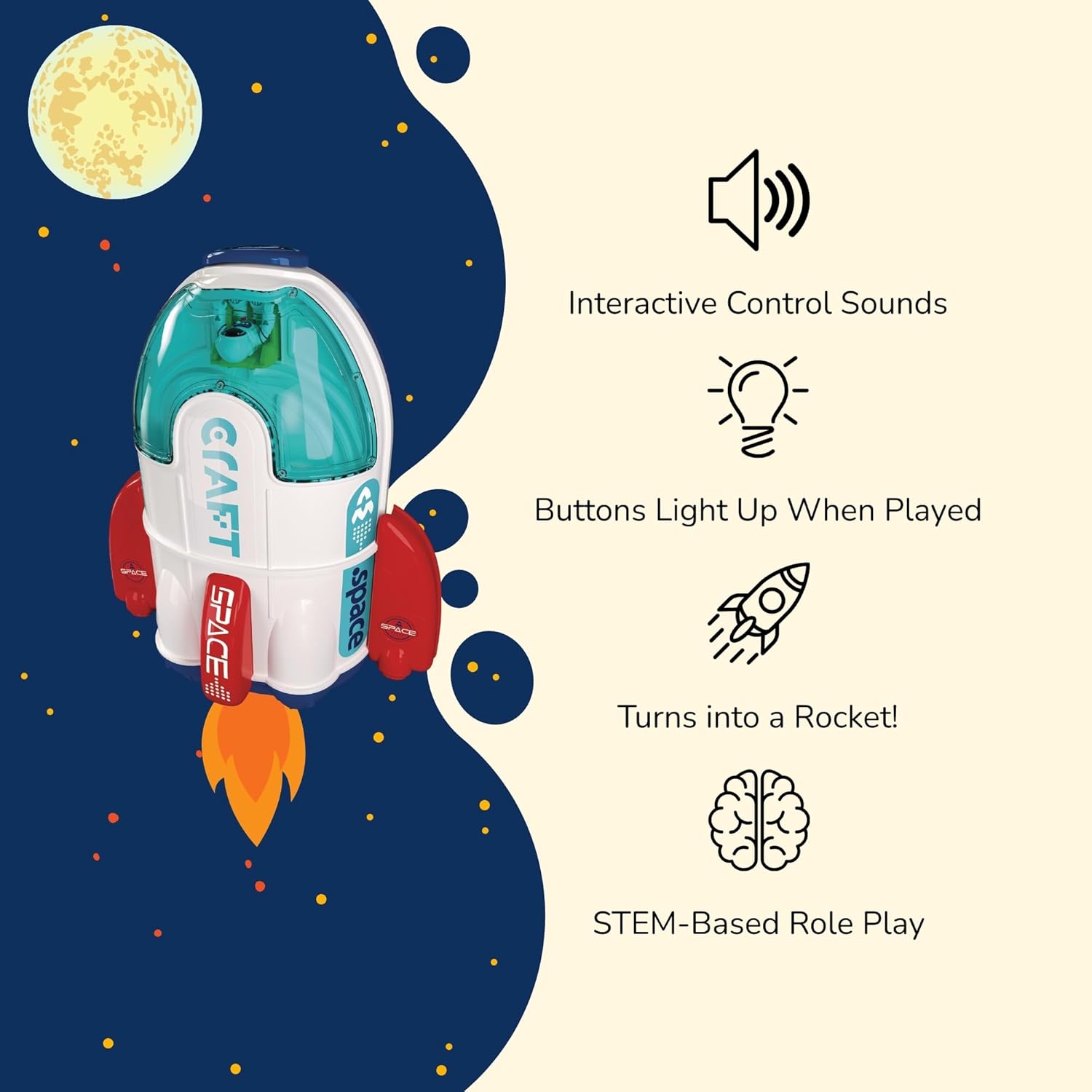 Space Toys for Kids – 2 in 1 Transforming Space Shuttle & Mission Control Playset with Astronaut, Lights & Sounds Effects, Interactive Space Station – Ages 3+ OleocaToys