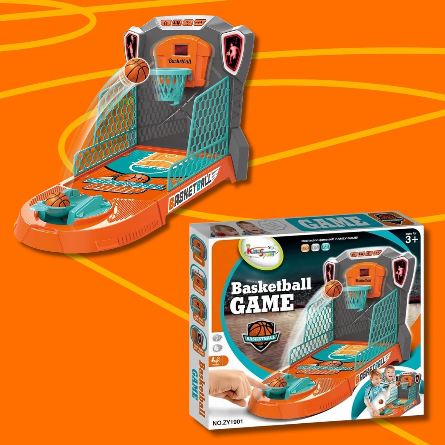 Tabletop Basketball Game – Mini Basketball Arcade for Kids, Fun Indoor Desk Games with Electronic Scoring, Basketball Toy for Boys & Girls, Skill-Building Game for Ages 3+ OleocaToys