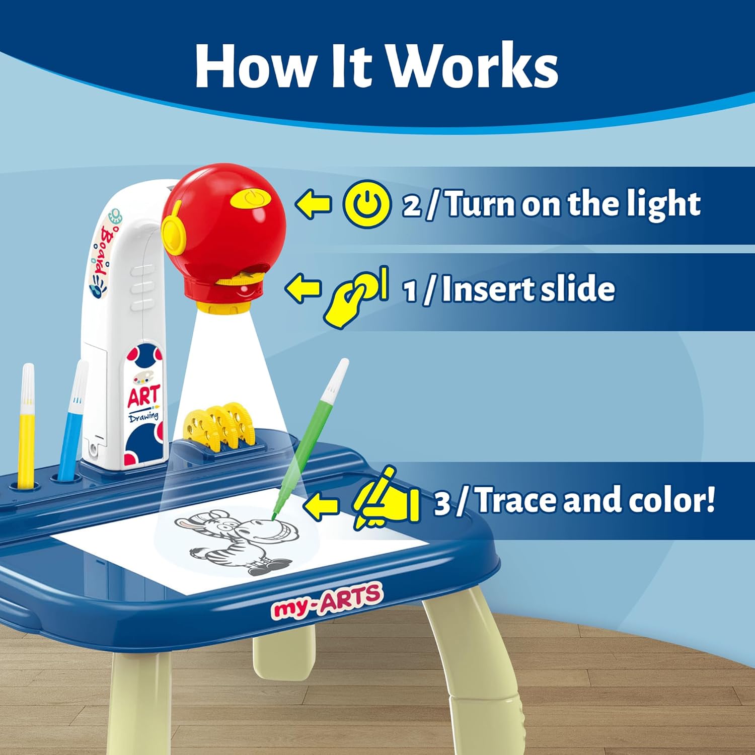 Drawing Projector for Kids – Educational Arts & Crafts Kit, Drawing and Tracing Projector for Boys with Markers & Slides, Birthday Gifts for Kids OleocaToys