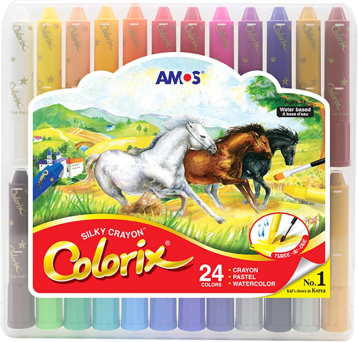 COLORIX Twist Crayons — 3 in 1 Crayon, Pastel & Watercolor with Twist-Up Tubes, Silky Gel Texture, 24 Vibrant Colors, Non-Toxic Art Supplies for Preschool, Travel & Creative Crafts COLORIX