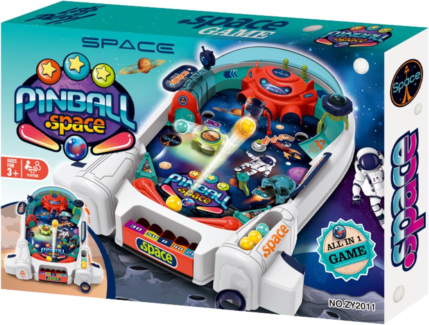 Kids Pinball Machine — Tabletop Arcade Game with Obstacles, Pull-Rod Launcher, Flippers & Scoring Targets, 1-2 Player Mini Pinball for Ages 3+ OleocaToys