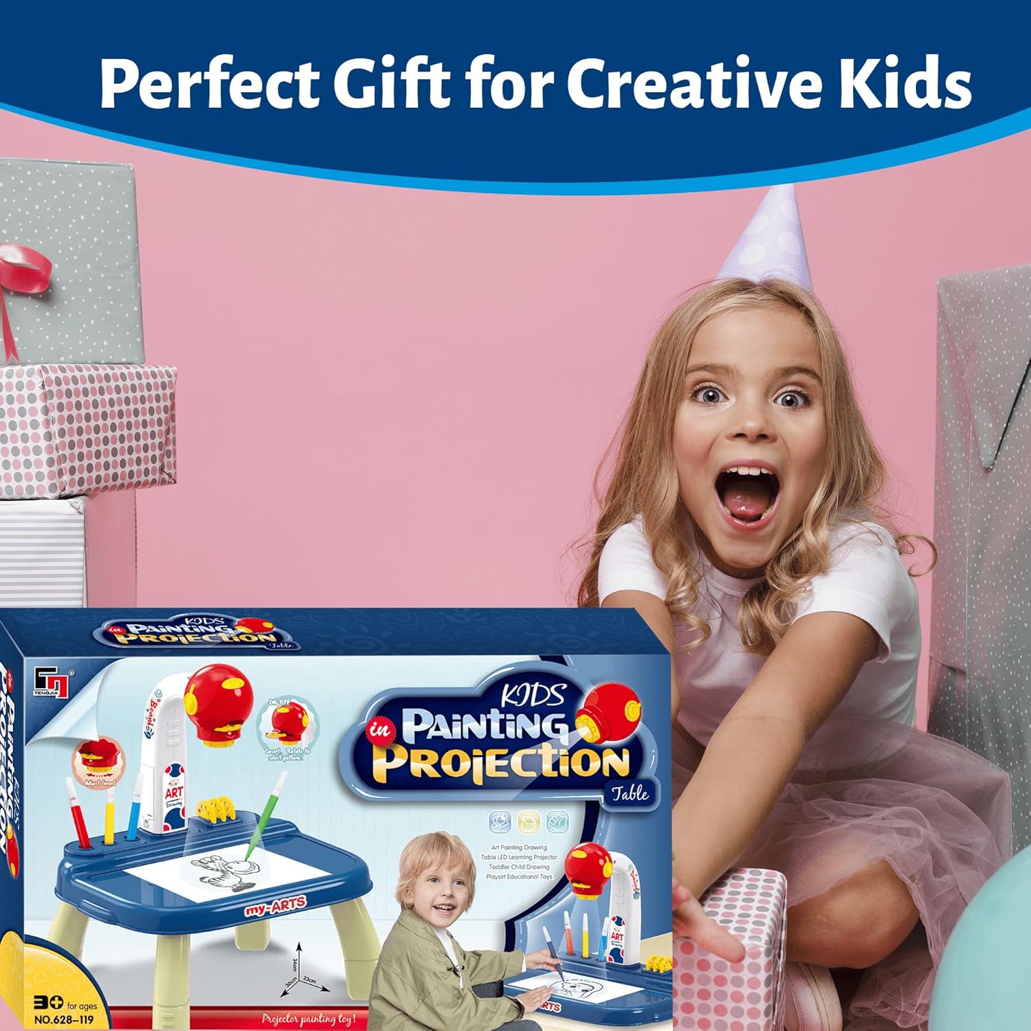 Drawing Projector for Kids – Educational Arts & Crafts Kit, Drawing and Tracing Projector for Boys with Markers & Slides, Birthday Gifts for Kids OleocaToys