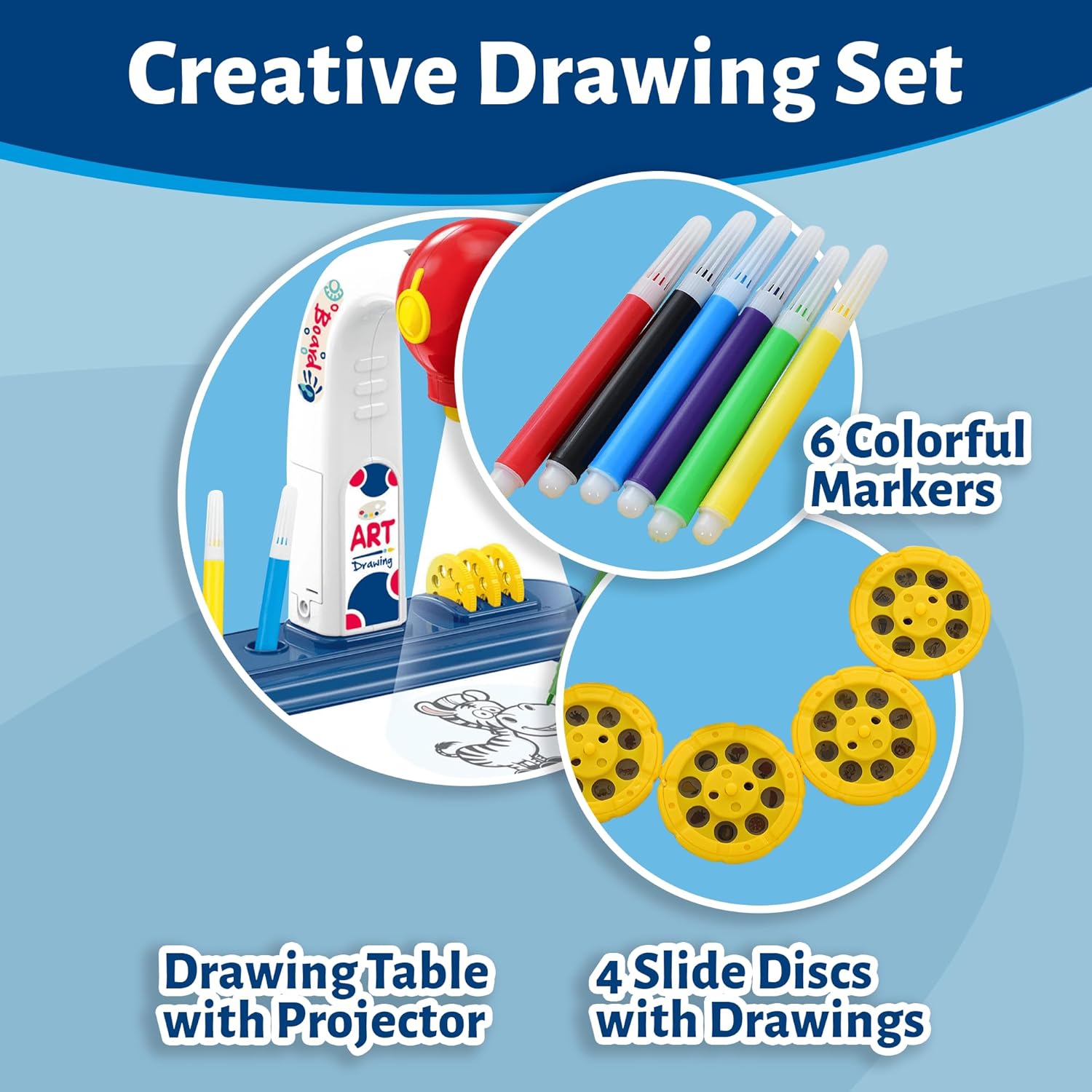 Drawing Projector for Kids – Educational Arts & Crafts Kit, Drawing and Tracing Projector for Boys with Markers & Slides, Birthday Gifts for Kids OleocaToys