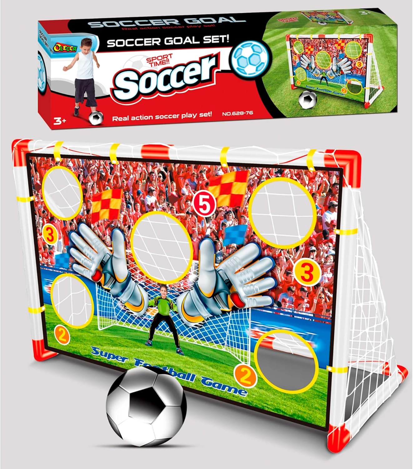 Kids Soccer Goal – 2 in 1 Soccer Goal with Target Net, Portable Soccer Goals for Backyard & Indoor Play, Small Soccer Goals 4' x 2.4' ft – Toddler Fun Training Set for with Ball Ages 3+ OleocaToys