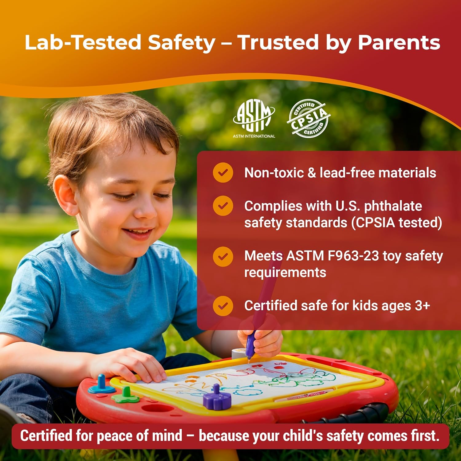 Magnetic Drawing Board for Kids — 2 in 1 Erasable Table & Portable Doodle Pad with Color Zones, Pen & Stamps – Travel Learning Toy, Gift for Boys & Girls Ages 3+ OleocaToys