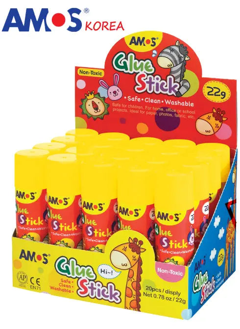 Glue Stick by Amos with Non-Toxic Formula & Easy Screw Cap OleocaToys